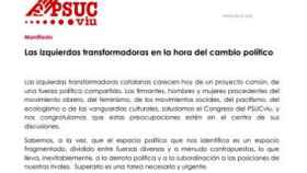 Manifiesto del PSUCviu 'Las izquierdas transformadoras a la hora del cambio político'