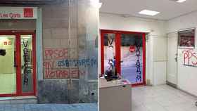 Pintadas de traidores y votaremos en la sede del PSC de Les Corts tras el asalto de un grupo de estudiantes independentistas