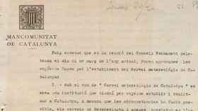 Decreto por el que se constituía en 1921 el Servicio Meteorológico de Cataluña por la Mancomunidad / ARCHIVO METEOCAT