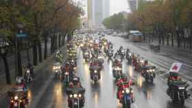El desfile de las Harley Davidson en la 14 concentración celebrada en Madrid.