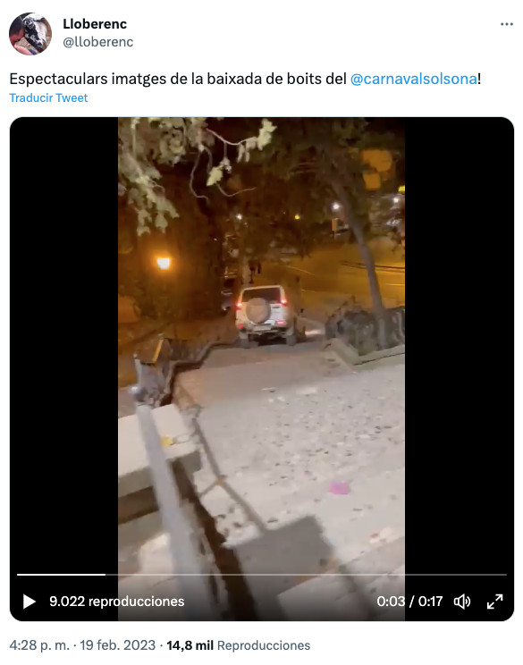 Publicación en Twitter del vídeo del infractor bajando unas escaleras de Solsona a bordo de su vehículo 4x4 / TWITTER