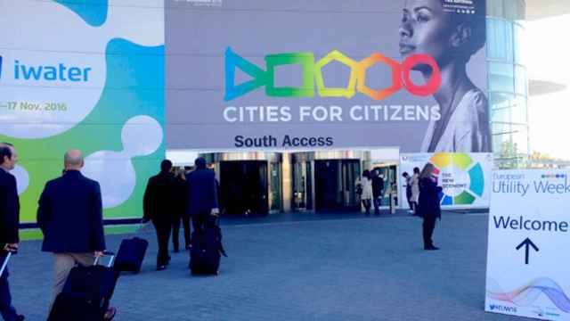 Entrada del congreso internacional Smart City Expo, donde Huawei ha presentado su sistema de vigilancia total / CG