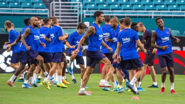 Luis Suárez en el entrenamiento en el Hard Rock Stadium / EFE