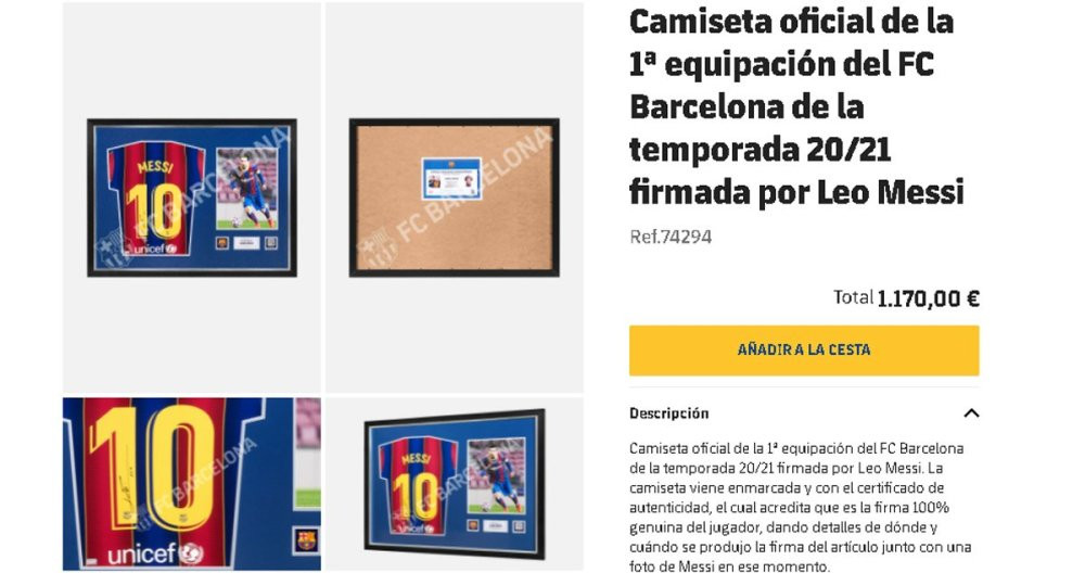 La camiseta de Messi en la tienda oficial del Barça / Redes