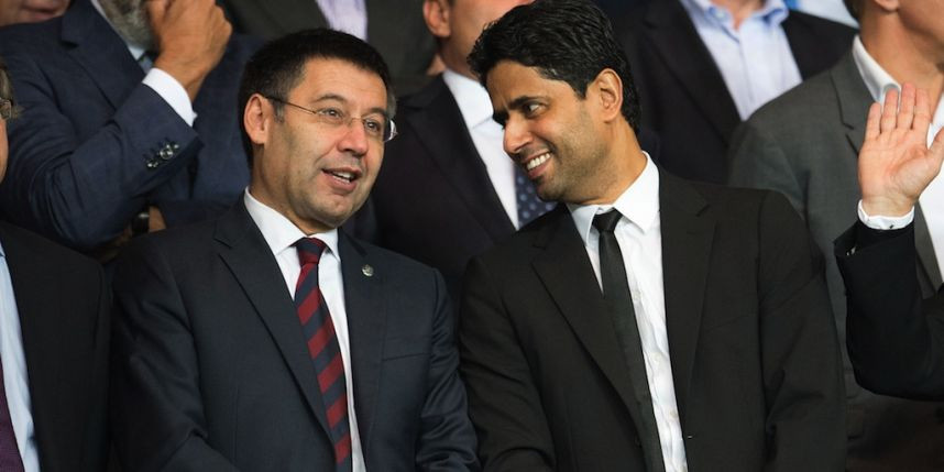 Bartomeu y Nasser Al-Khelaifi en el Barça-PSG / EFE
