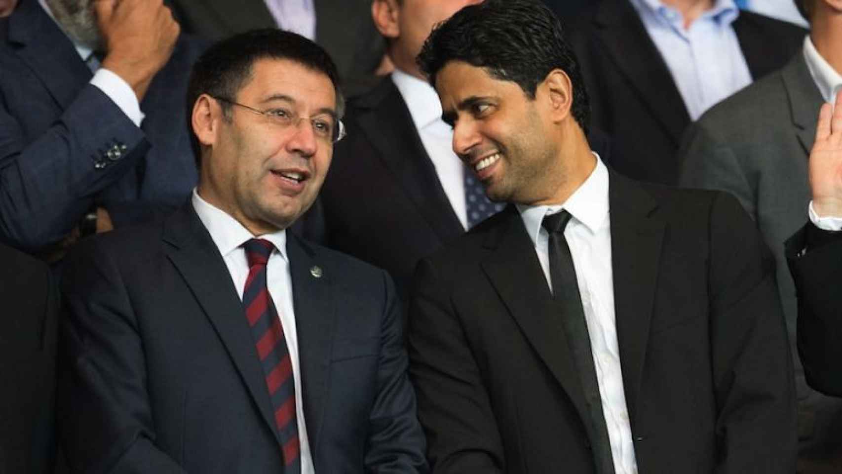 Bartomeu y Nasser Al-Khelaifi en el Barça-PSG / EFE