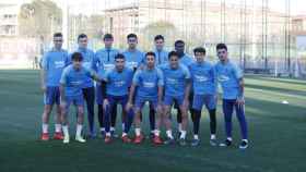 Los futbolistas del filial que se ejercitaron con el primer equipo el 5 de marzo / FC BARCELONA