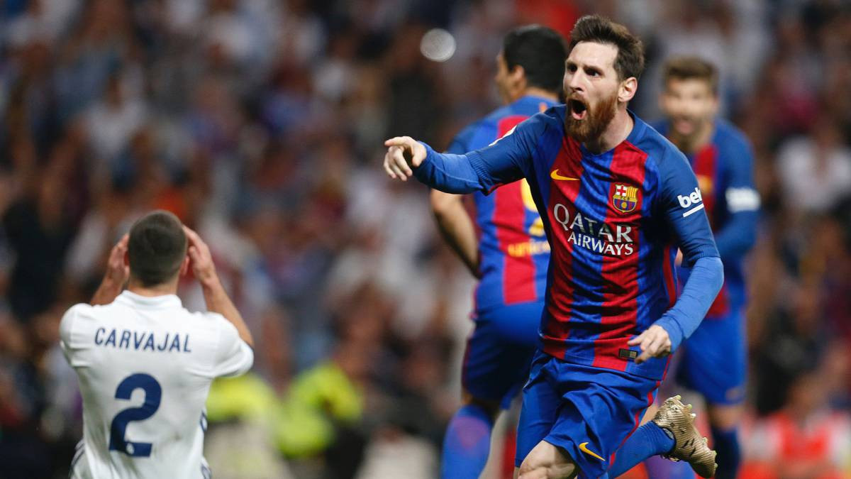 Leo Messi celebrando un gol en el Santiago Bernabéu / EFE