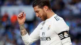Sergio Ramos, enfadado en un partido con el Real Madrid | EFE