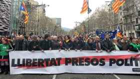 Manifestación contra la detención de Carles Puigdemont en Barcelona, el 25 de marzo del 2018 / EP
