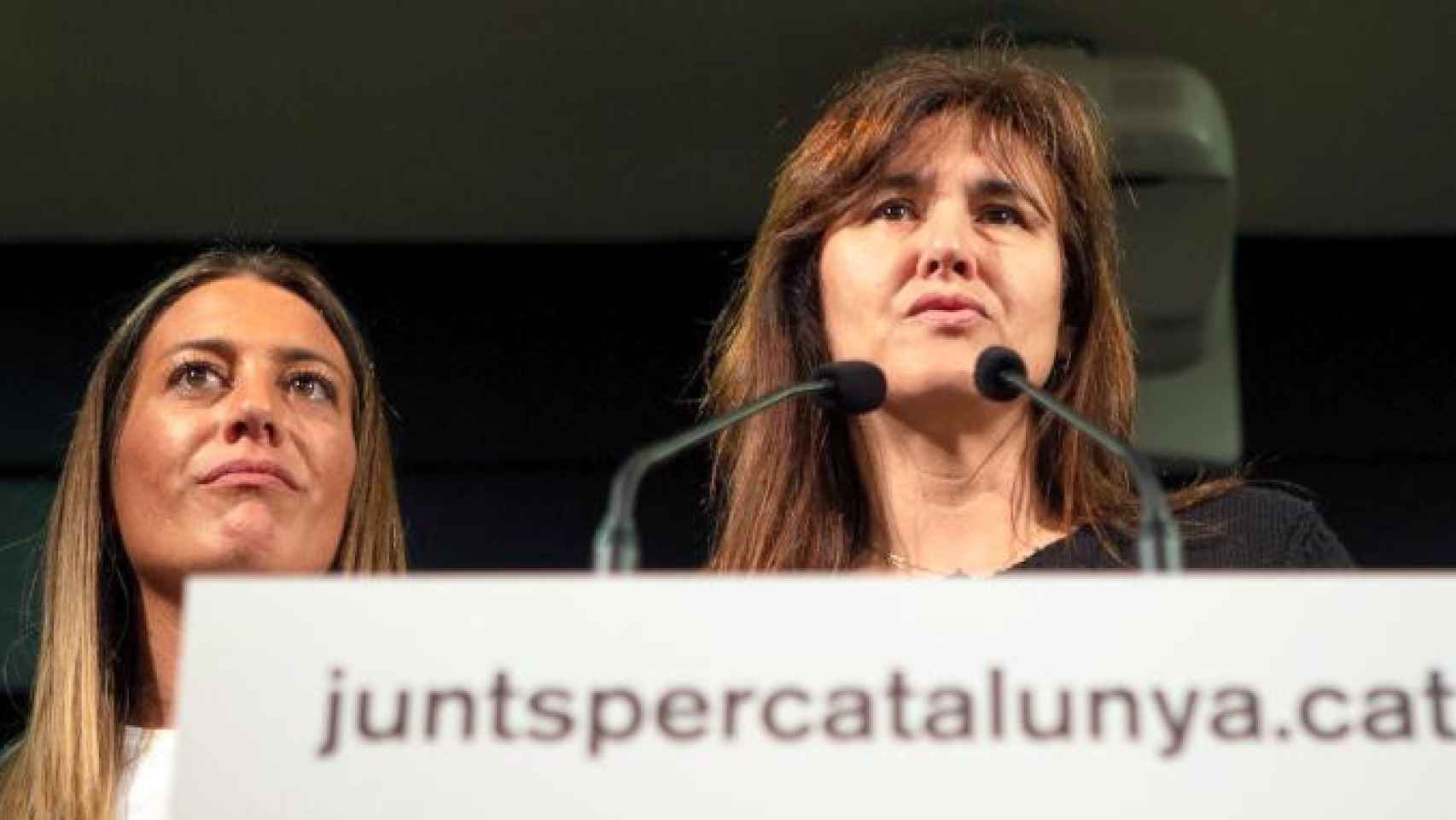 Laura Borràs, consejera de Cultura y número dos de JxCAT a las elecciones generales, en un mitin en Girona hoy / EFE