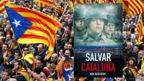Portada del libro 'Salvar Cataluña', de Ibai Noguera, con una manifestación secesionista de fondo / FOTOMONTAJE CG