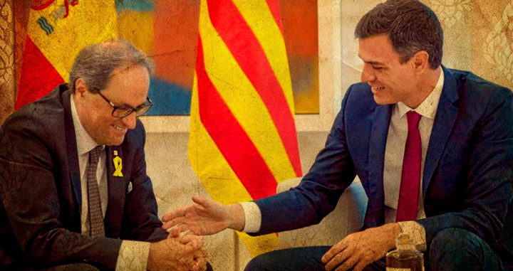 Pedro Sánchez, presidente del Gobierno, junto a Quim Torra / CG