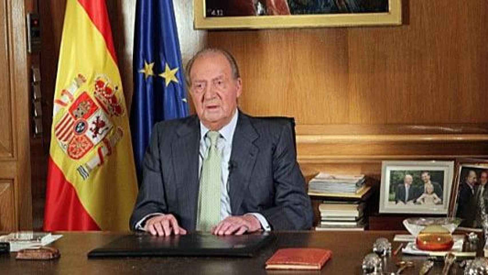 El Rey Juan Carlos I, durante el discurso en el que ha anunciado su abdicación
