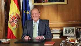 El Rey Juan Carlos I, durante el discurso en el que ha anunciado su abdicación