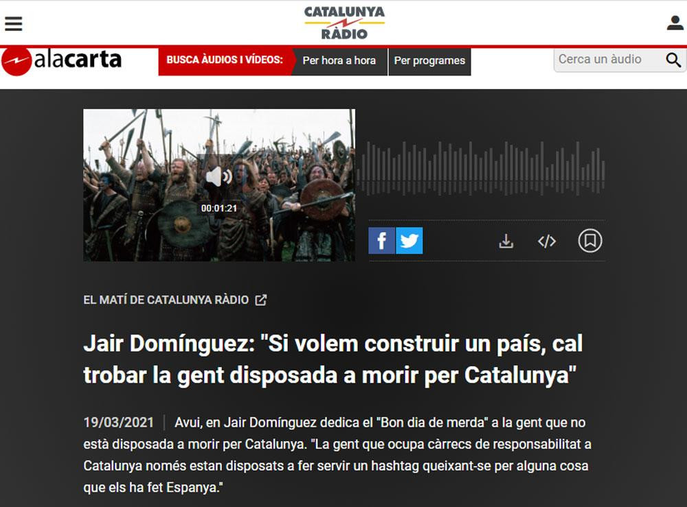 El monólogo de Jair Domínguez, en la web de Catalunya Ràdio