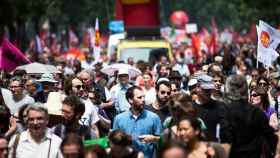 Aspecto de la manifestación de este mediodía en París contra la reforma laboral.