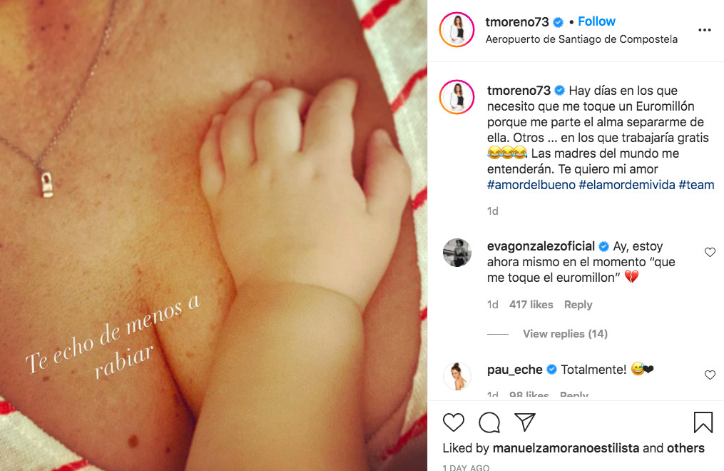 Toñi Moreno reflexiona acerca de la maternidad en sus redes / INSTAGRAM 