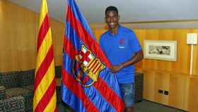 Junior Firpo en su primer día como jugador del Barça / FCB