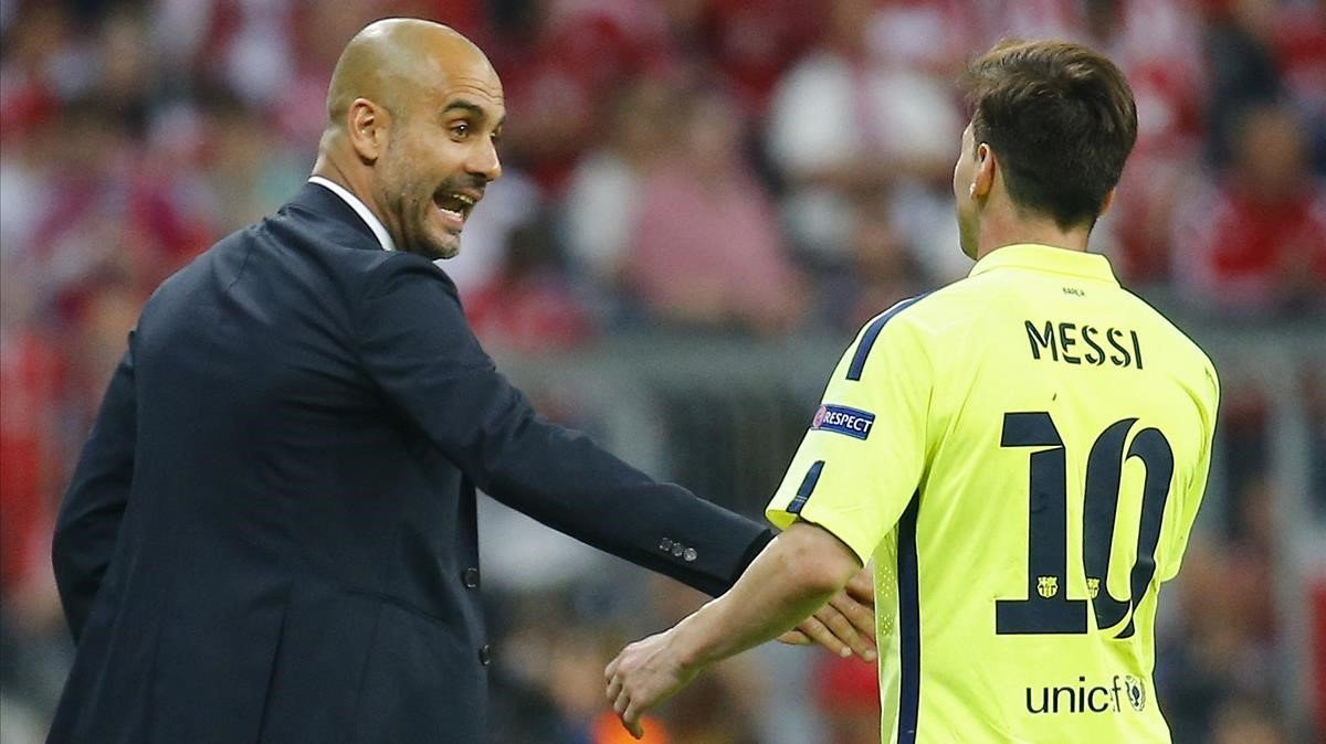 Guardiola y Leo Messi en un partido del Barça contra el Bayern  / EFE