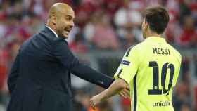 Guardiola y Leo Messi en un partido del Barça contra el Bayern  / EFE