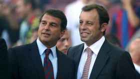 Laporta y Rosell en el palco del Camp Nou en una imagen de archivo / EFE