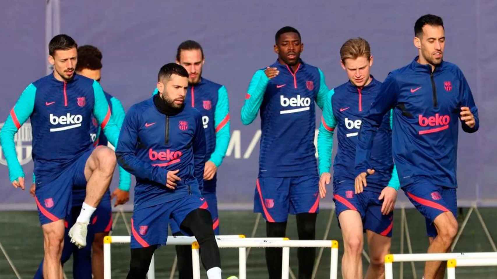 Los jugadores del FC Barcelona en el entrenamiento del 1 de marzo / FCB