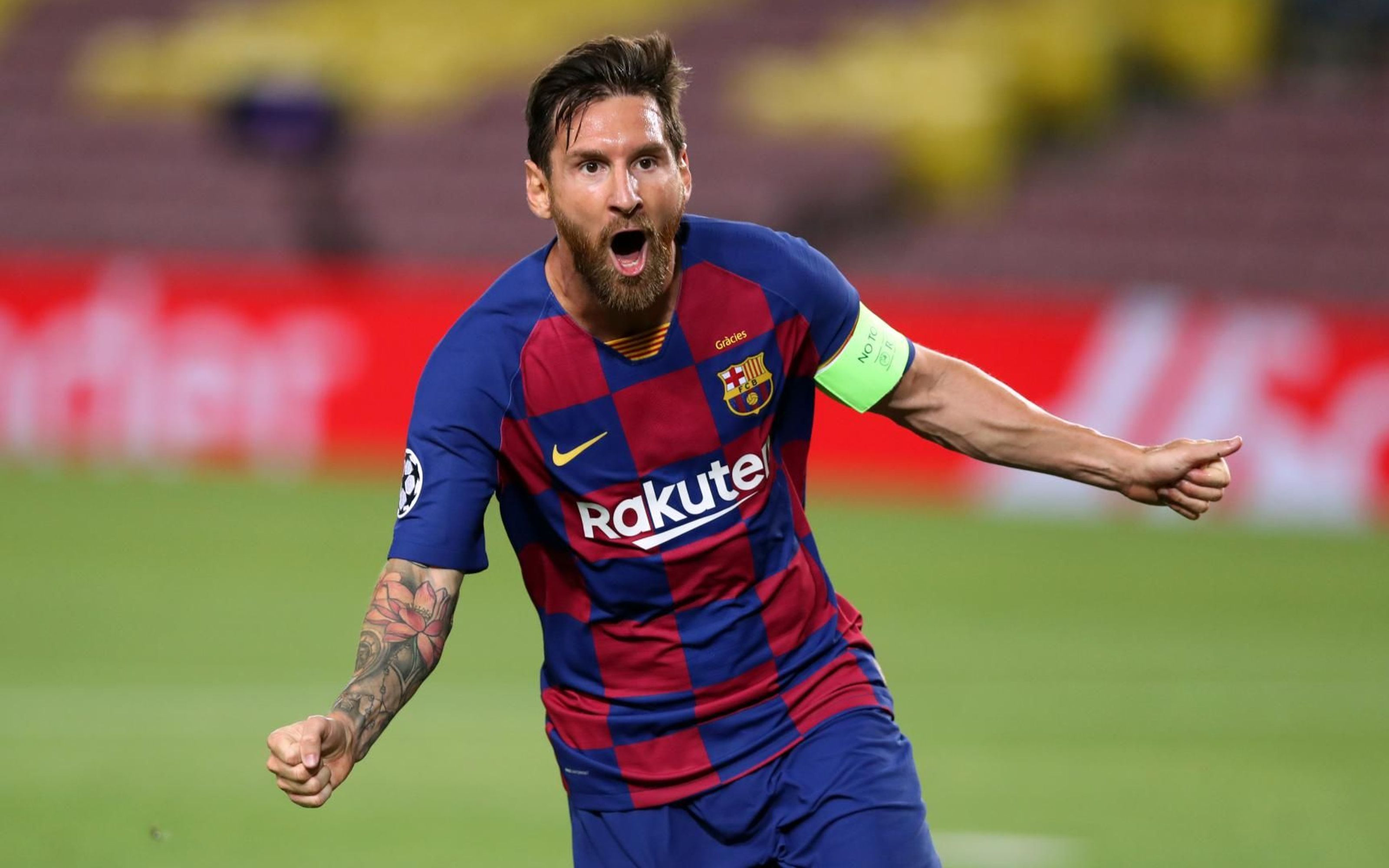 Leo Messi celebrando su gol contra el Nápoles / FC Barcelona