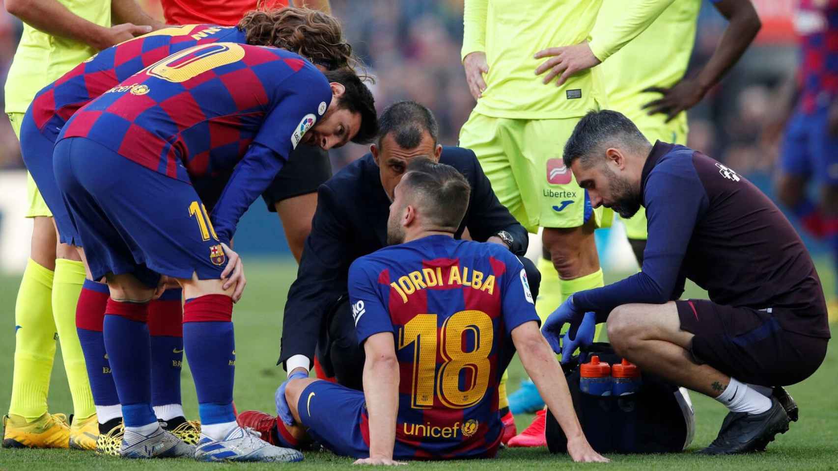 Jordi Alba cayó lesionado ante el Getafe | FCB