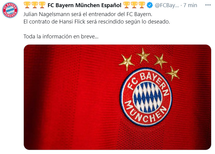 Anuncio del Bayern sobre Nagelsmann / Redes