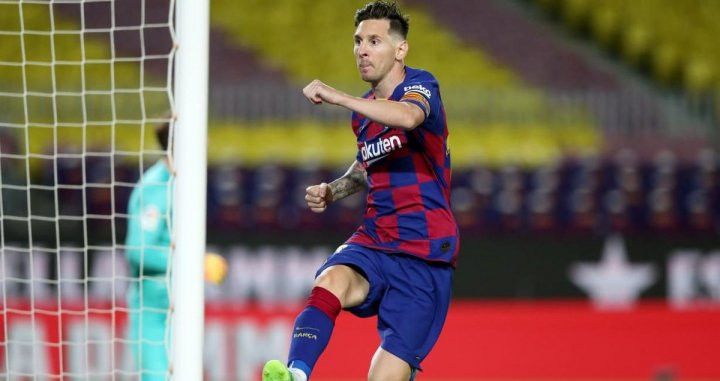 Leo Messi celebrando su gol a lo Panenka /FCB