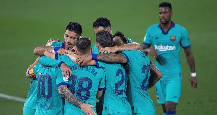 Los jugadores del Barça, celebrando un gol contra el Villarreal | EFE