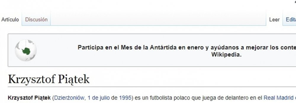 Piatek, futbolista del Real Madrid, según Wikipedia