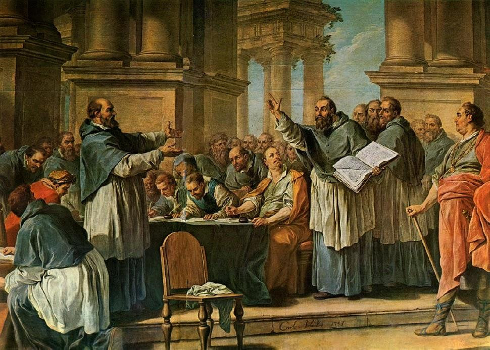 San Agustín discutiendo con los Donatistas, un lienzo del pintor Charles André van Loo