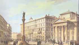 La plaza de la bolsa de Trieste (Italia) en una imagen de 1854.