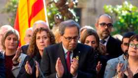 El presidente catalán, Quim Torra, durante un acto con familiares de los presos independentistas ayer / EFE