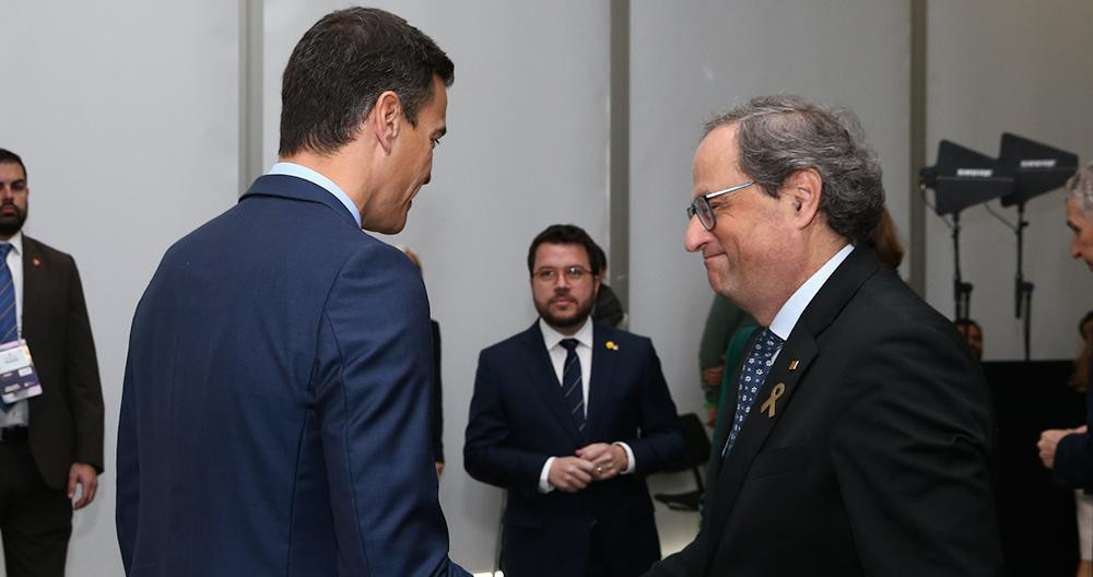 El presidente del Gobierno en funciones, Pedro Sánchez, y el presidente de la Generalitat, Quim Torra / EP