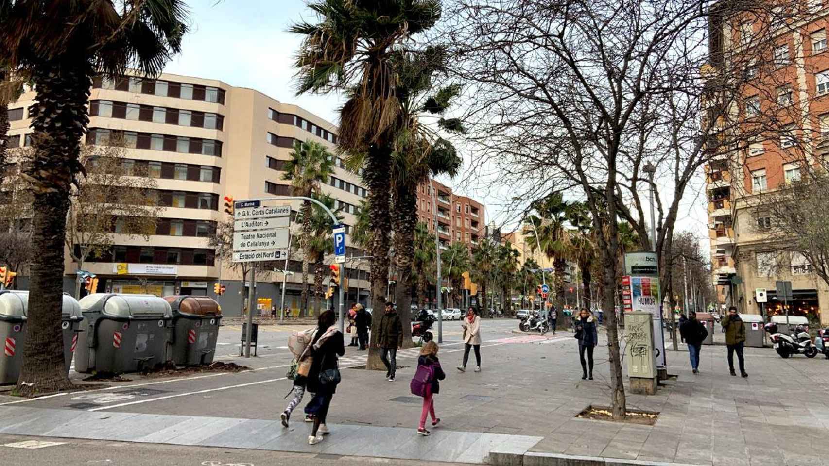 La calle Marina de Barcelona, una avenida amplia de la ciudad donde se han notado las fuertes rachas de viento a primera hora de la mañana / CG