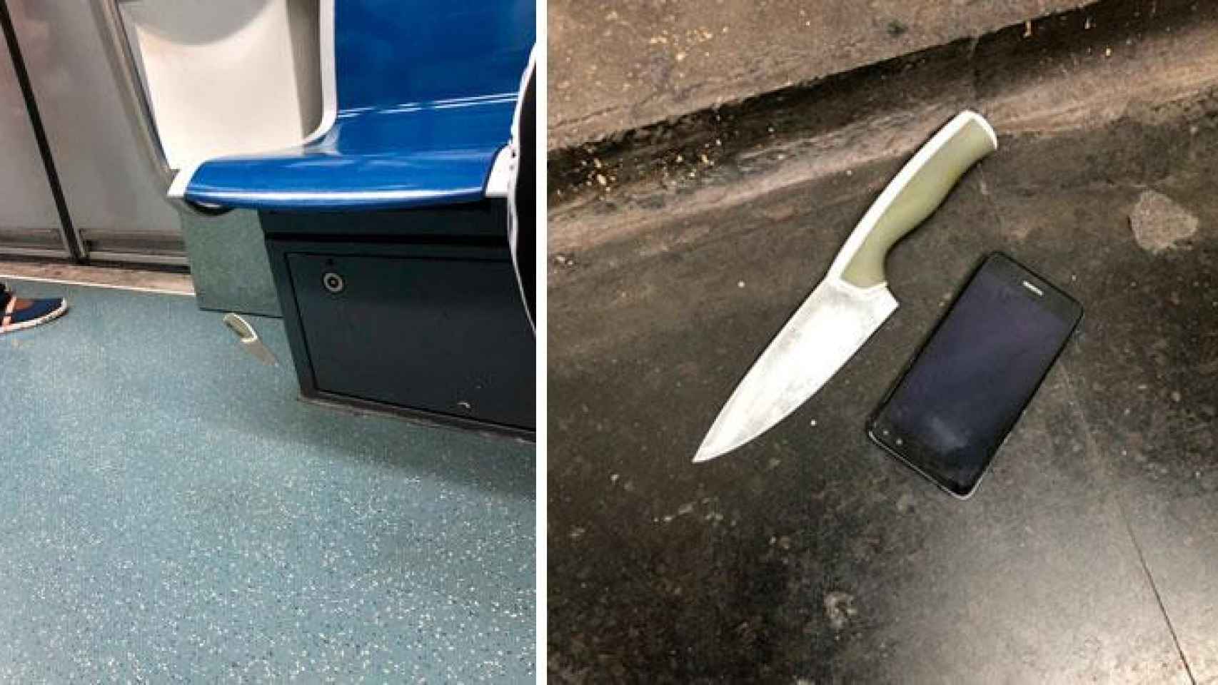 Imágenes del cuchillo que portaba el pasajero en el Metro de Barcelona / CG