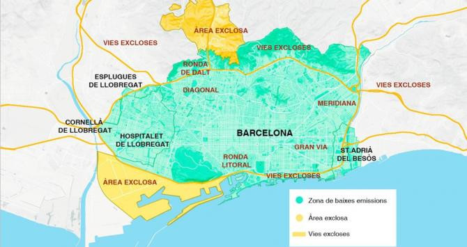 En color verde, la Zona de Bajas Emisiones de la ciudad / AYUNTAMIENTO DE BARCELONA