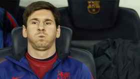 El jugador del F.C. Barcelona Leo Messi, en un partido de Champions / EFE