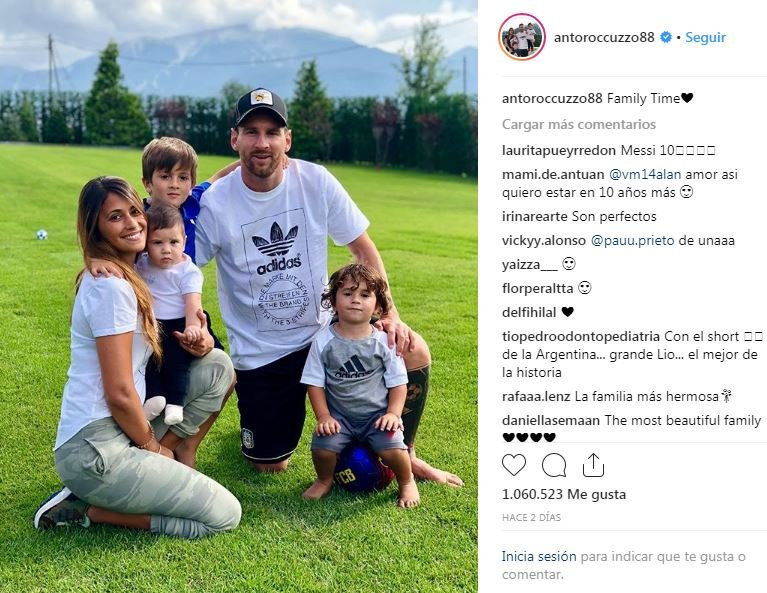 Antonella subió esta imagen con Messi y sus hijos / Instagram