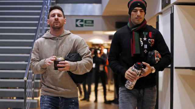 Leo Messi y Luis Suárez llegando al estadio contra el Mallorca / FC Barcelona