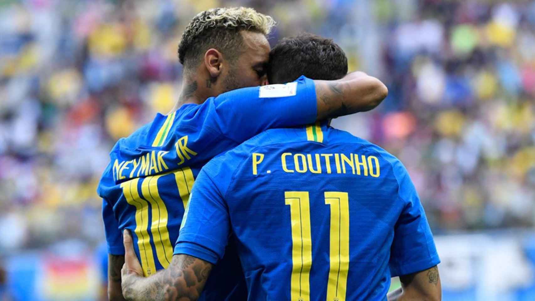Una foto de Neymar Jr. y Philippe Coutinho durante un partido con Brasil / Twitter
