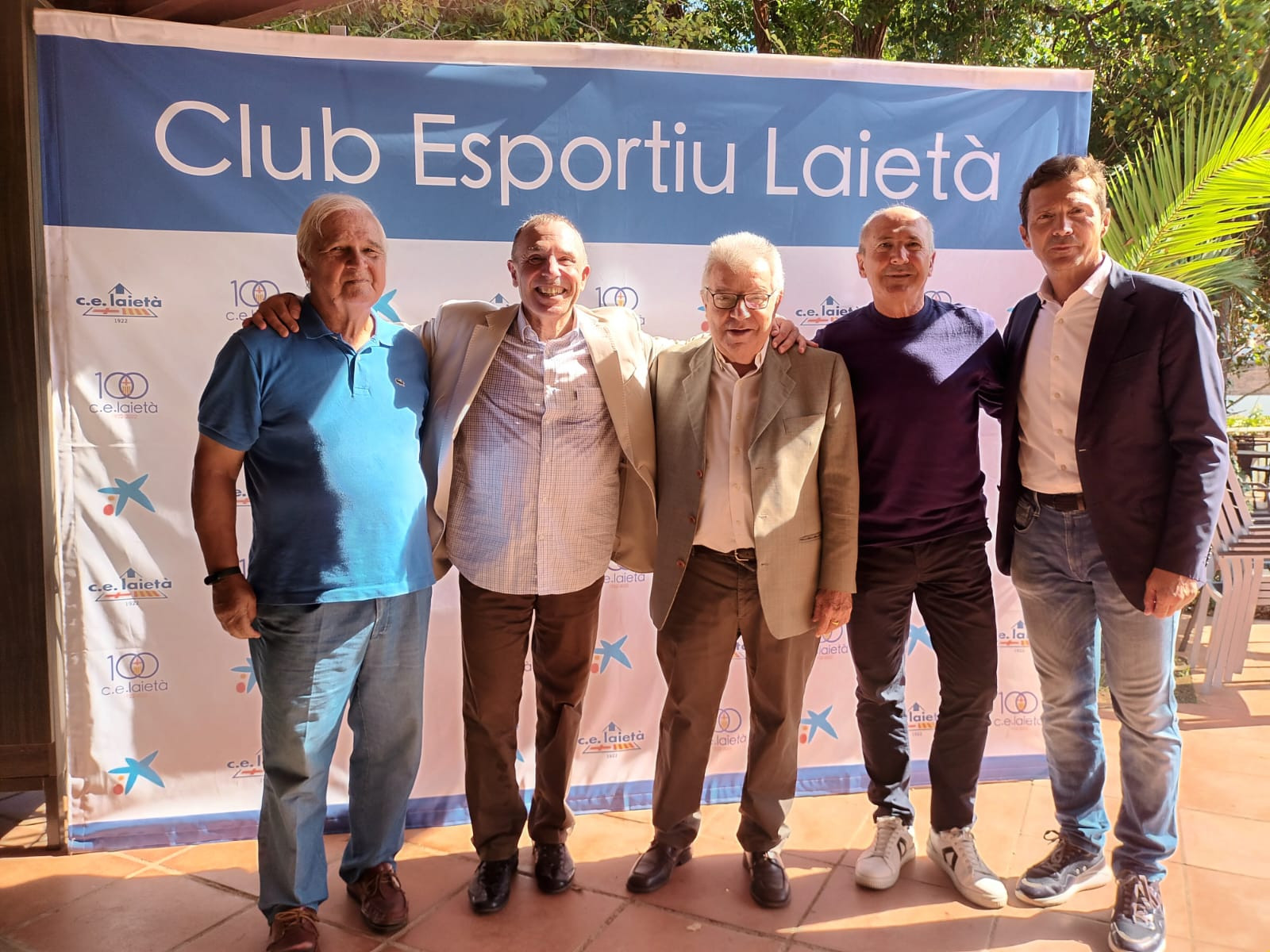 Lazlo Kubala, Jaume Riera, Josep Maria Minguella, Tente Sánchez y Guillermo Amor en el acto del Club Esportiu Laietà / Culemanía