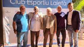 Lazlo Kubala, Jaume Riera, Josep Maria Minguella, Tente Sánchez y Guillermo Amor en el acto del Club Esportiu Laietà / Culemanía