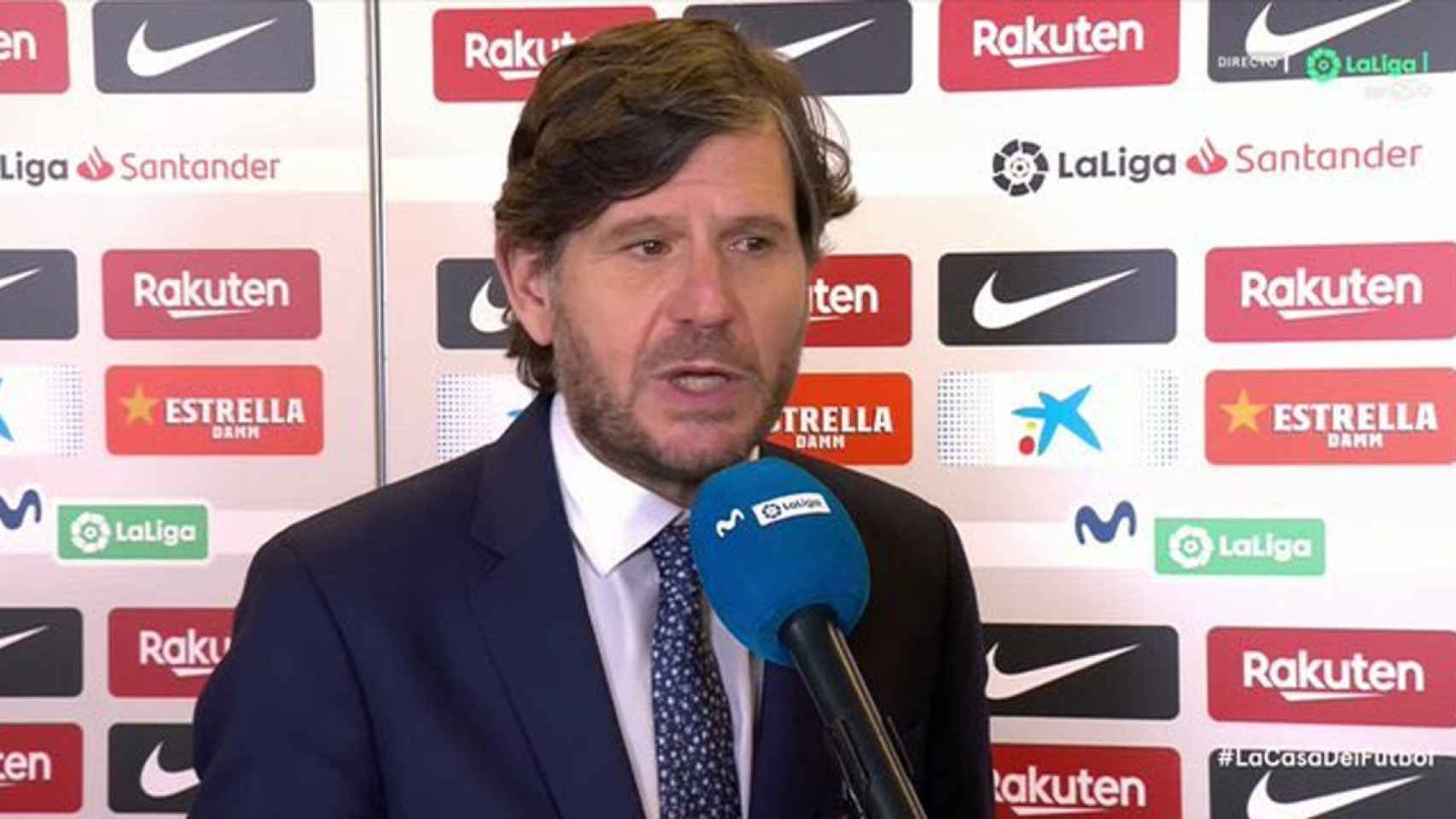 Mateu Alemany, director de fútbol del Barça, hablando para Movistar Fútbol / Redes