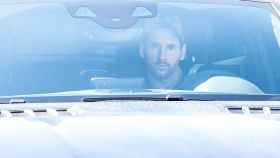Leo Messi en su llegada a la Ciutat Esportiva REDES
