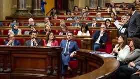 El primer secretario del PSC, Salvador Illa, interpela a Aragonès en el Parlament sobre los fondos Next Generation / EUROPA PRESS