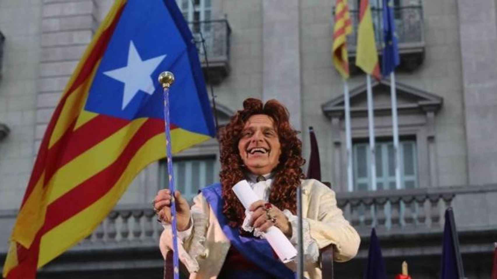 Toni Albà, cómico y humorista, durante un contrapregón independentista en Barcelona / EFE